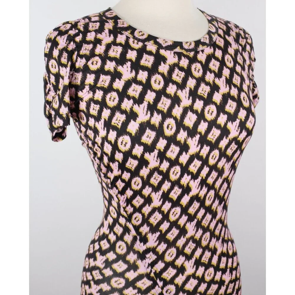 Louis Vuitton by Marc Jacobs dress top sz S stretch LV monogram bodycon pink - Picture 4 of 16